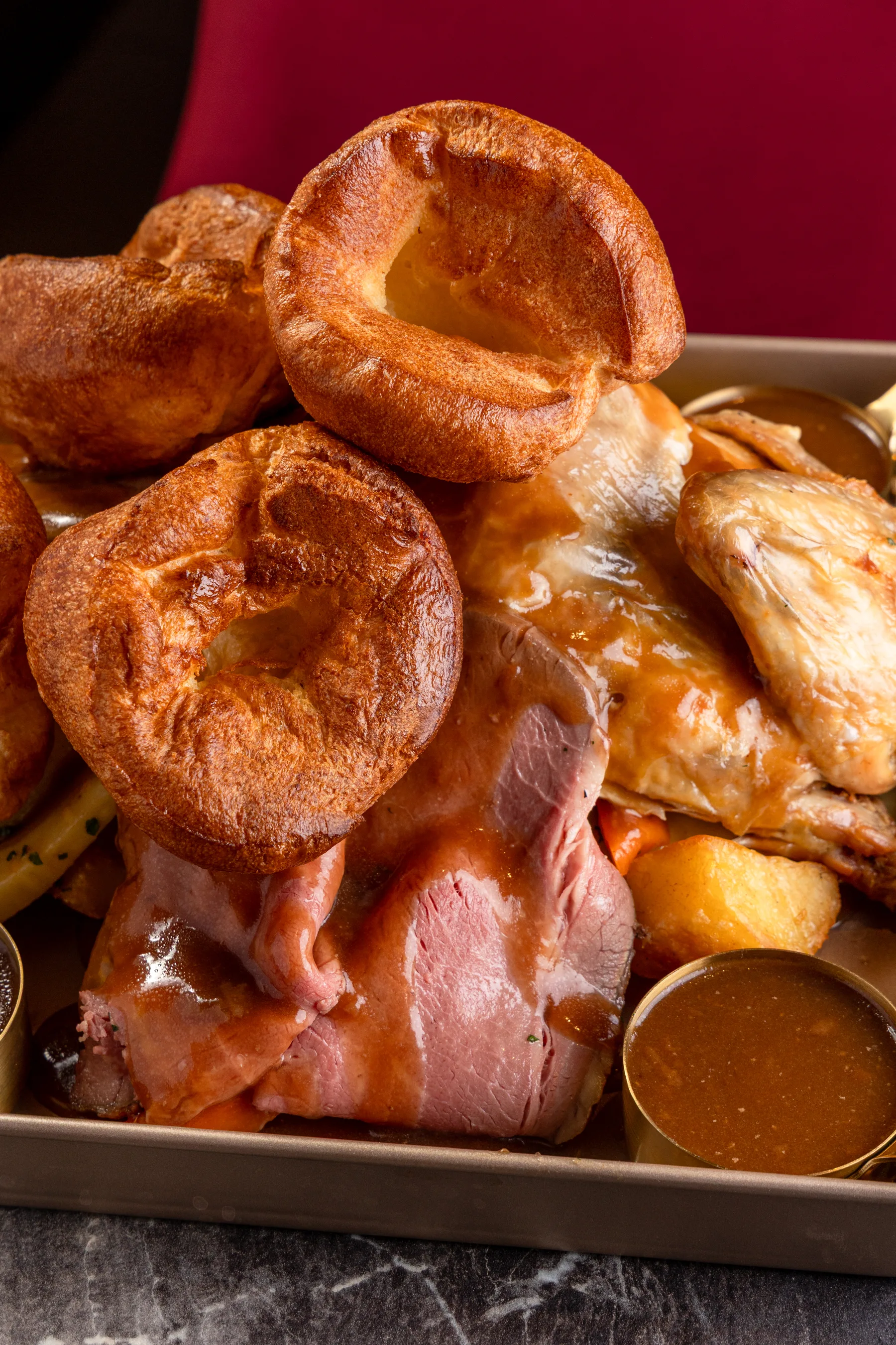 Close-up Sunday roast sharing platter
