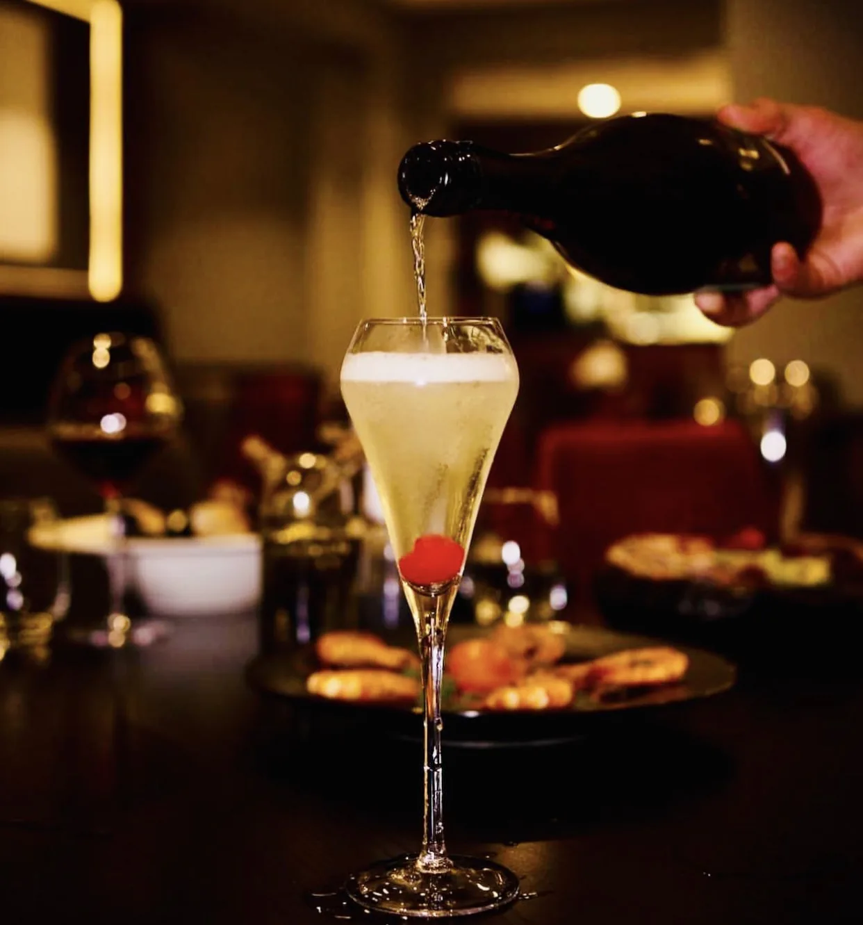 Cocktail on table during service