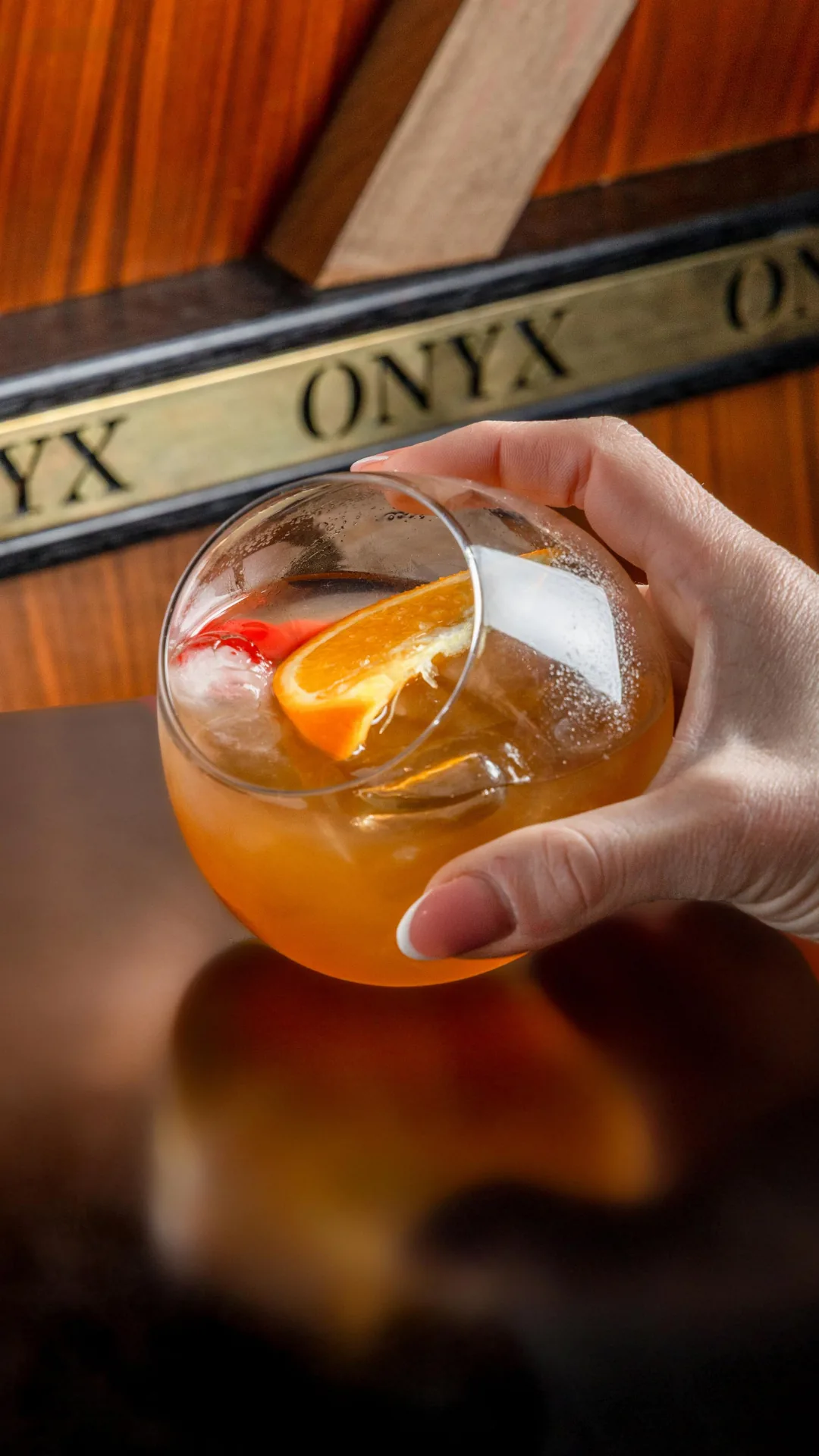 Orange cocktail at the Onyx bar