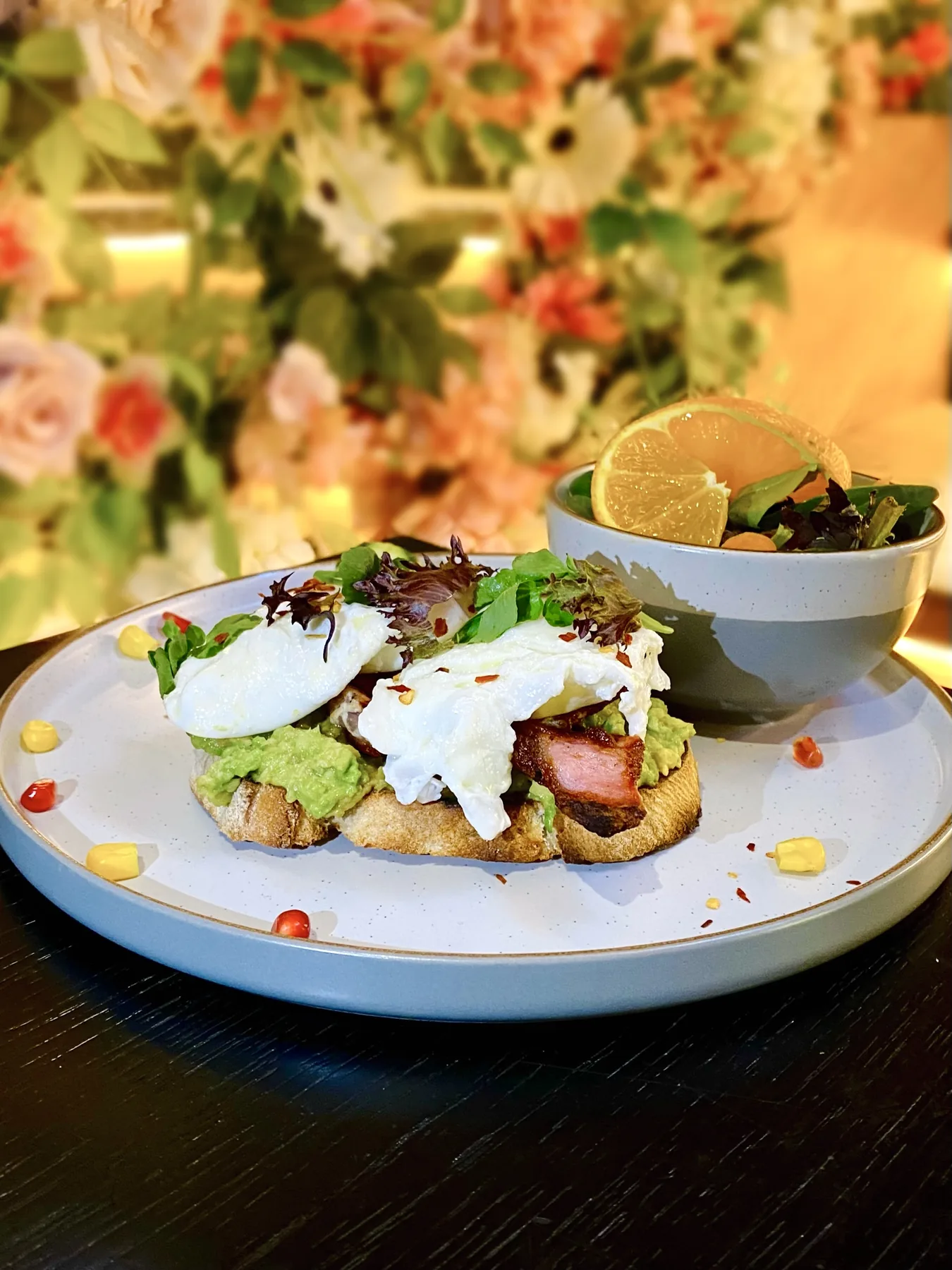 Plated goat cheese salad