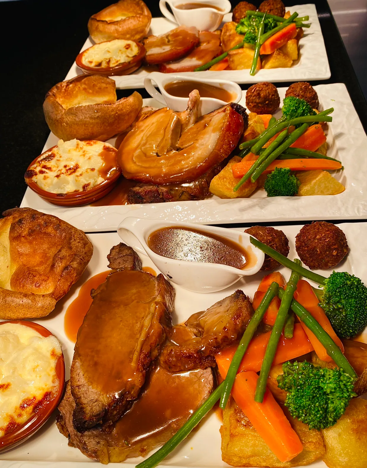 Roast dinner plate with vegetables