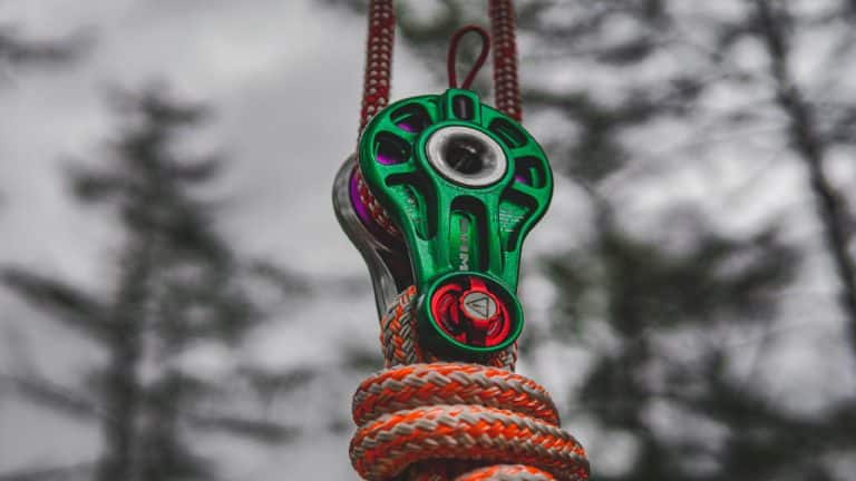 High-quality pulley system used in arboriculture courses Essex for tree surgery training.